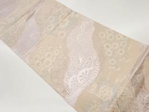 道長取りに花々・古典柄模様織出し袋帯